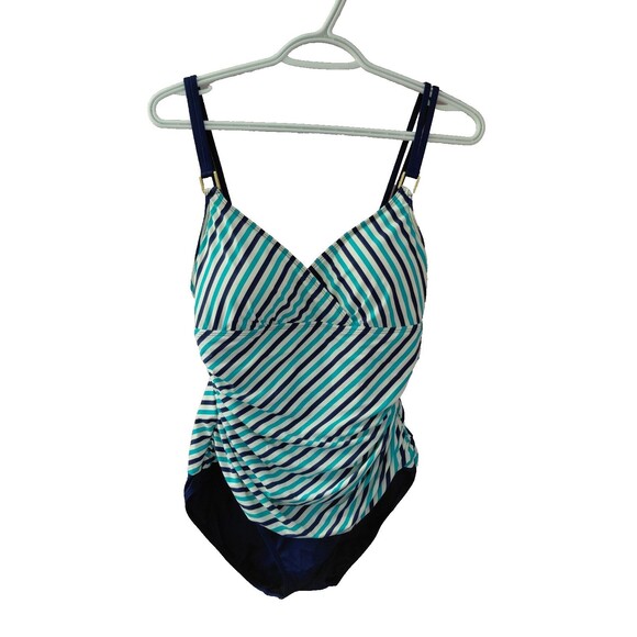 Ralph Lauren Other - Lauren Ralph Lauren One Piece Bathing Suit Size 12 Diagonal Striped Ruched